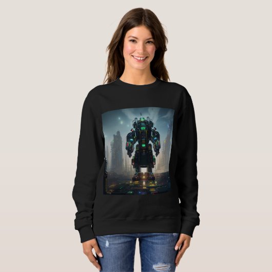 Robot 4 vrouwen zwart sweatshirt (Voorkant volledig)
