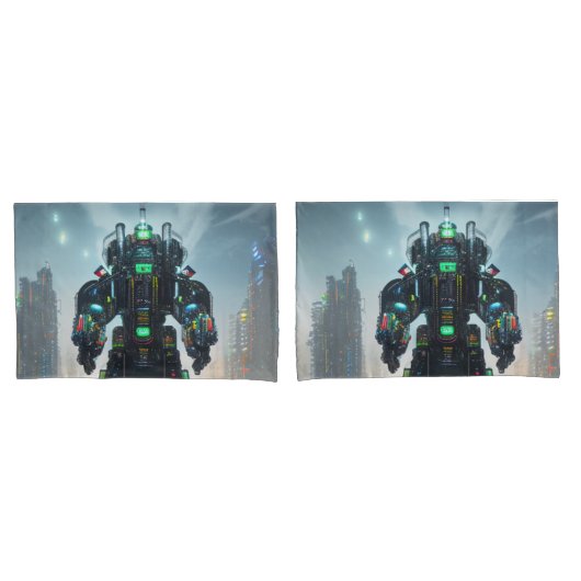 Robot 4 witte standaard kussenslopen paar (Voorkant-Set)