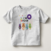 Robot 4e verjaardag overhemden en cadeaus kinder shirts (Voorkant)