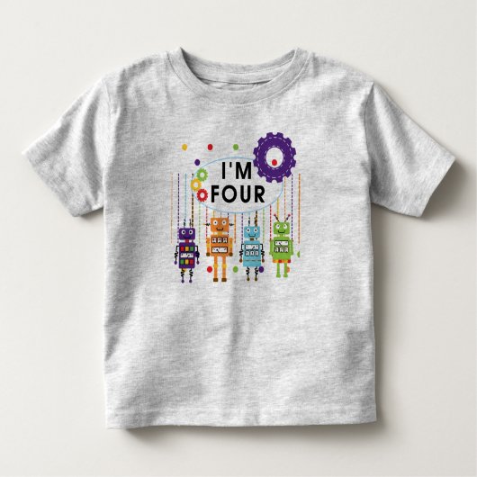 Robot 4e verjaardag overhemden en cadeaus kinder shirts (Voorkant)