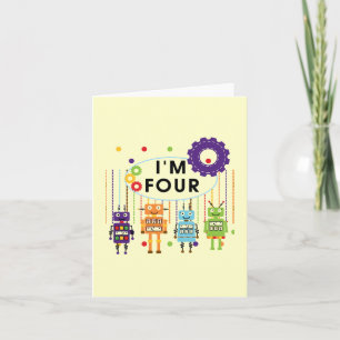 Robot 4e verjaardag Tshirts en geschenken Kaart