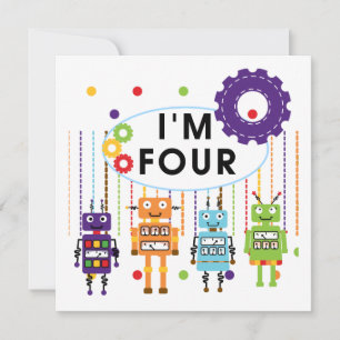 Robot 4e verjaardag Tshirts en geschenken Kaart