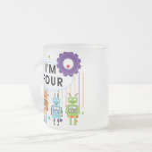 Robot 4e verjaardag Tshirts en geschenken Matglas Koffiemok (Voorkant links)