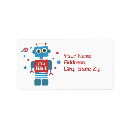 Robot 4th Birthday Label (Voorkant)