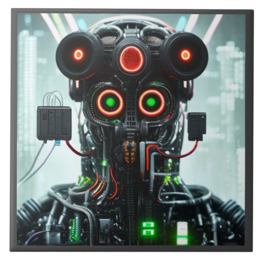 Robot 5 grote keramische tegel tegeltje (Voorkant)