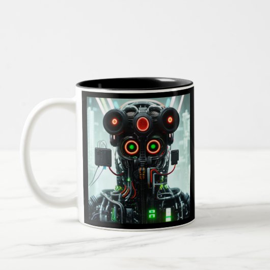 Robot 5 noir tasse à deux tons (Gauche)