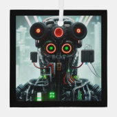 Robot 5 ornament van vierkant glas (Achterkant)