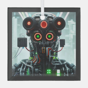 Robot 5 ornement en verre carré