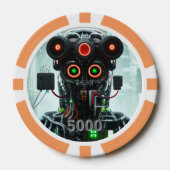 Robot 5 sinaasappel 5000 gestreepte pokerchip (Voorkant)