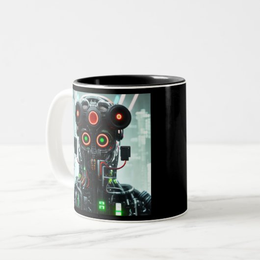 Robot 5 zwarte mok met twee tinten (Voorkant links)