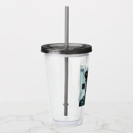 Robot 5 zwarte rook acryl tumbler acryl drinkbeker (Rechts)