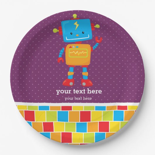 Robot * achtergrondkleur kiezen papieren bordje (Voorkant)