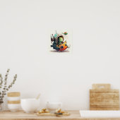 "Robot Alien en vaisseau spatial" - Poster aquarel (Cuisine)