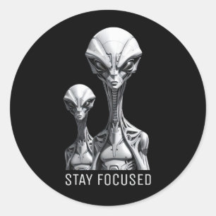 Robot Aliens Ronde Sticker Set