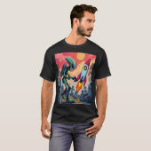 Robot and Rocket in Futuristic Cemetery T-shirt (Voorkant volledig)