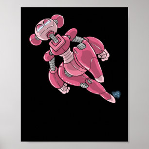 Robot Anime Meisje Roze Sticker  Poster