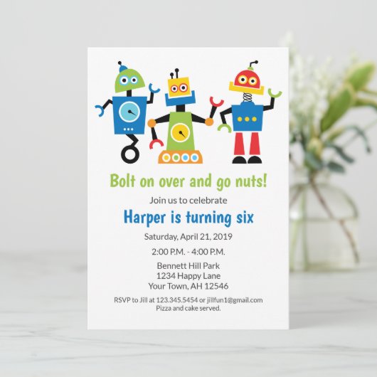 Robot Anniversaire Invitation robots (Debout devant)
