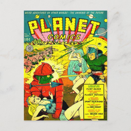 Robot Army Space Invasion Briefkaart (Voorkant)