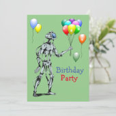Robot avec ballons Invitation d'anniversaire (Debout devant)