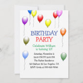 Robot avec ballons Invitation d'anniversaire (Dos)