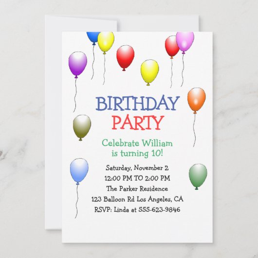 Robot avec ballons Invitation d'anniversaire (Dos)