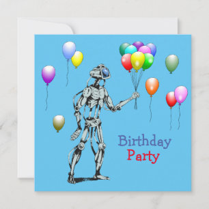 Robot avec ballons Invitation d'anniversaire