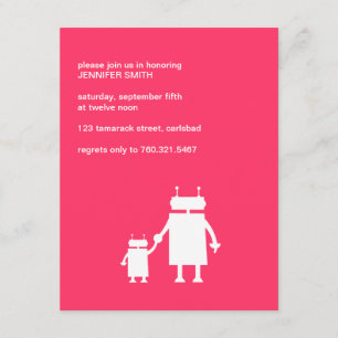 Robot Baby Girl Shower Invite Kaart