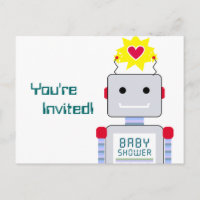 Robot Baby shower Briefkaart Uitnodigingen