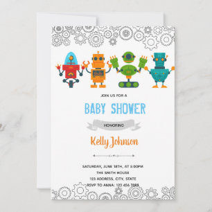 Robot baby shower-uitnodiging bedankkaart