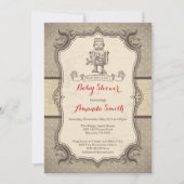 Robot Baby shower Uitnodiging  Retro (Voorkant)