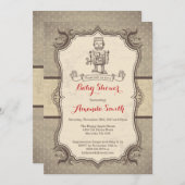 Robot Baby shower Uitnodiging  Retro (Voorkant / Achterkant)