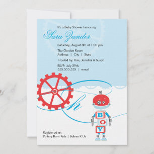 Robot Baby Shower-uitnodigingen Jongen Kaart