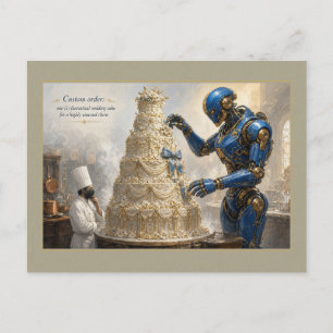 Robot Bakker Fantastische Trouwtaart Bestelling Briefkaart