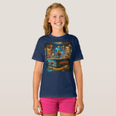 Robot Bartender in Interstellar Space Age Dive Bar T-shirt (Voorkant volledig)