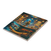 Robot Bartender in Interstellar Space Age Dive Bar Tegeltje (Zijkant)