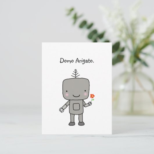 Robot Bedankt Domo Arigato Schattige Funny Geek Briefkaart (Staand voorkant)