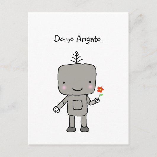 Robot Bedankt Domo Arigato Schattige Funny Geek Briefkaart (Voorkant)