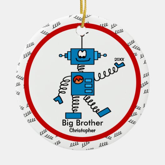 Robot Big Brother kerstversiering Keramisch Ornament (Voorkant)