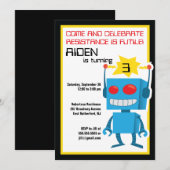 Robot Birthday Invite Kaart (Voorkant / Achterkant)