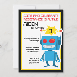 Robot Birthday Invite Kaart