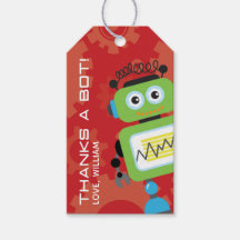 Robot Birthday Party Favor Bedankt Labels