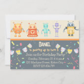 Robot Birthday Party Invitation Kaart (Voorkant)