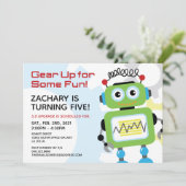 Robot Birthday Party Invitation Kaart (Staand voorkant)