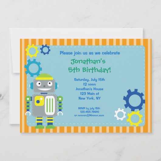 Robot Birthday Party-uitnodigingen Kaart (Voorkant)