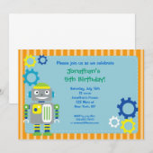 Robot Birthday Party-uitnodigingen Kaart (Voorkant / Achterkant)