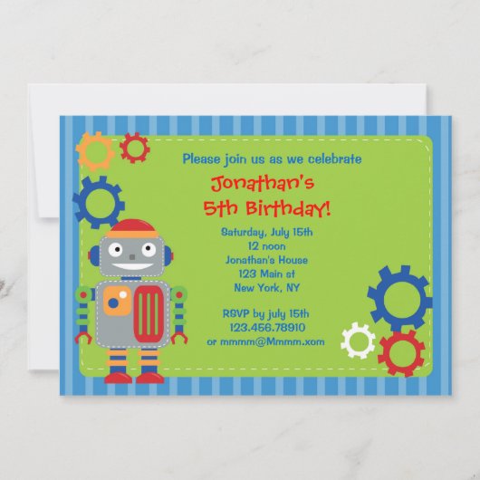 Robot Birthday Party-uitnodigingen Kaart (Voorkant)