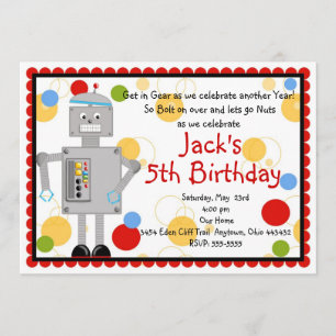 Robot Birthday Uitnodiging