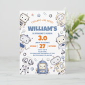 Robot Birthday Uitnodiging (Staand voorkant)