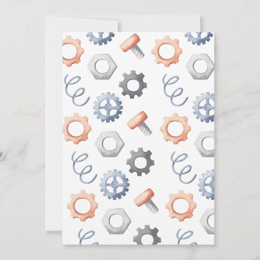 Robot Birthday Uitnodiging (Achterkant)