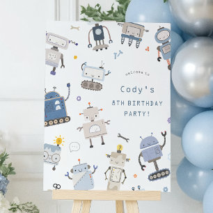 Robot Blue verjaardagsfeest welkomstbord Poster